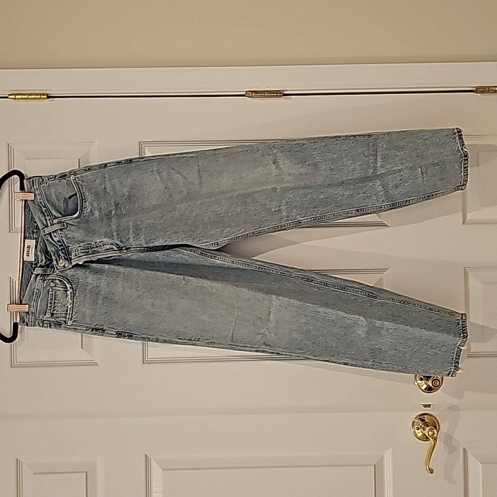 Agolde High-Rise Straight Leg Jeans in Light Blue Wash